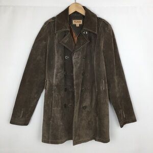 Vintage Wilsons Leather Suede Trench Jacket Women’s Sz Medium Olive Green FLAWS